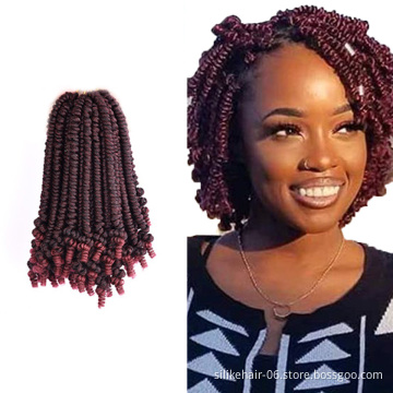 Cheap Soft 8inch Ombre Brown Red Fluffy Pre-twisted Passion Spring Bomb Twist Crochet Braiding Hair Synthetic Hair Extensions